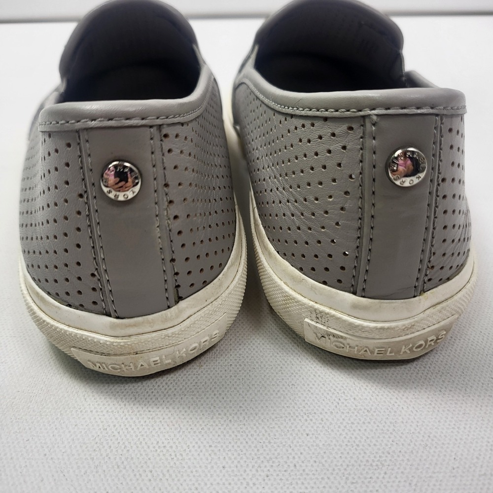 Michael Kors Shoes Women's Size 8.5M Gray Leather Slip On Keaton Sneakers Flats - Picture 5 of 10